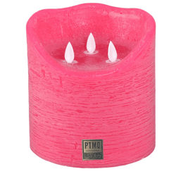 PTMD Battery-Operated LED Pillar Candle, XXL, Bright Pink, 15 x 15 cm
