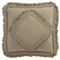 J-Line kussen Franje taupe 45 x 45 cm