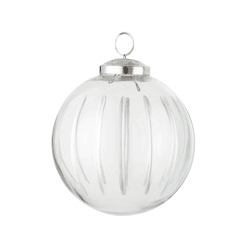 J-Line kerstbal Stripe glas transparant 10 cm