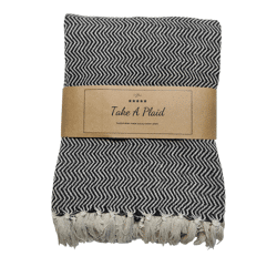 Take a Plaid 14 gerecycled katoen zwart 130 x 180 cm