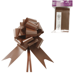 Decoratie lint bloemen bruin 4 stuks