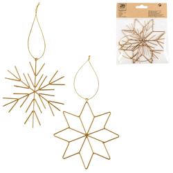 Kersthanger Snowflake metaal goudkleurig 11,5 cm set van 2