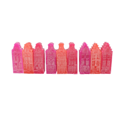 Kaars Adam House fuchsia mix 4 x 12 cm 9 assorti
