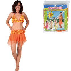 Folat Hawai top en rok oranje one size