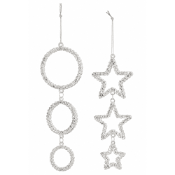 J-Line hanger Glitter zilverkleurig 17,5 cm 2 assorti
