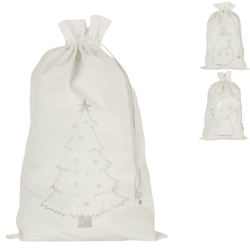 J-Line cadeautas Kerst velvet wit 28 cm 3 assorti