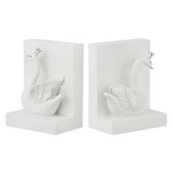 J-Line boekensteun Zwaan wit 14 cm set van 2
