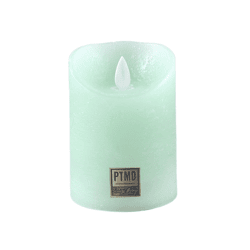 PTMD Battery-Operated LED Pillar Candle, S, Sage Green, 7.5 x 10 cm