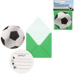 Uitnodigingskaarten voetbal 10 cm 6 stuks