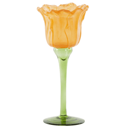 Light & Living theelichthouder Flowaly oranje 22 cm