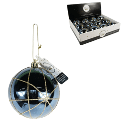 Kerstbal shatterproof blauw/goudkleurig 8 cm