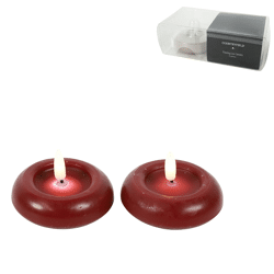 Countryfield LED drijfkaars Lyon vlameffect rood 7,5 cm set van 2