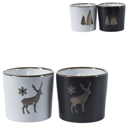 Kaars in pot kerst 6,5 x 6 cm 4 assorti