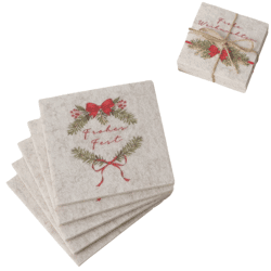 Boltze onderzetter beige vilt 10 cm 2 assorti set van 6