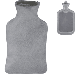 Relaxdays warmwater kruik met hoes grijs 1,5 L