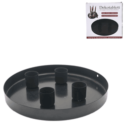 Dienblad kaarsenhouder metaal zwart 20 cm