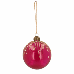 Kerstbal Sparkle Berry glas roze 8 cm