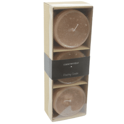 Countryfield drijfkaars Bollie beige 7 x 5 cm set van 3