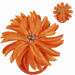 Hair elastic band orange with fake diamonds 10 cm