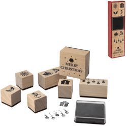 Stamp set Christmas wood 7-piece