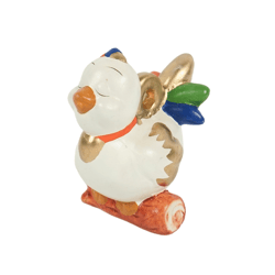 Beeld kip op stok wit 8 cm