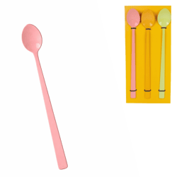 Lepel Cocktail metaal roze/geel/groen 22 cm set van 3 B-keus