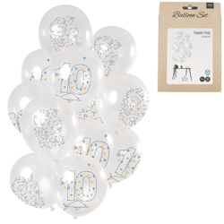 Ballonnen Origami cijfer 10 jaar 30 cm set van 12