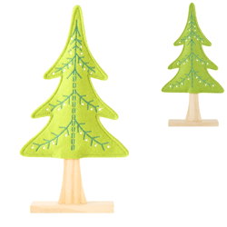 Boltze kerstboom op voet vilt 32 cm 2 assorti