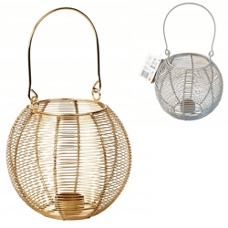 Lantaarn metaal goud/taupe 18 cm 2 assorti