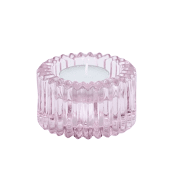 Housevitamin kaarsenhouder duo Ribb glas roze 8 cm