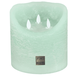 PTMD Battery-Operated LED Pillar Candle, XXL, Sage Green, 15 x 15 cm