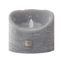 PTMD Battery-Operated LED Pillar Candle, XL, Gray, 12.5 x 10 cm