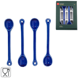 (R) Lepeltjes keramiek blauw 14 cm set van 4 VE48