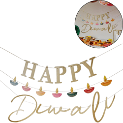 Ginger Ray letterslinger Happy Diwali goudkleurig 4,5 m