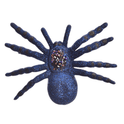 Decoratie spin op clip blauw 15 cm
