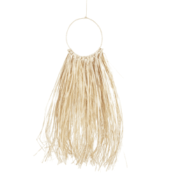 Wanddecoratie Raffia Button cirkel 70 cm