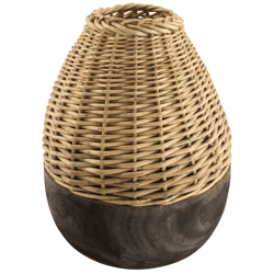 Vaas Paulownia hout zwart/naturel 38 cm