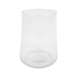 Vase cylinder ribbed glass transparent 18 cm