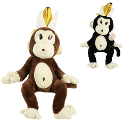 Knuffel aap met bananenschil zittend 55 cm 2 assorti