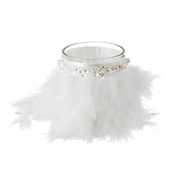 J-Line theelichthouder Bold Feather wit 7,5 cm
