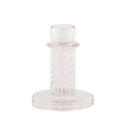 Housevitamin kandelaar Twist glas roze 10 cm