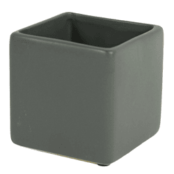 D&M bloempot vierkant Basic mat grijs 14 cm