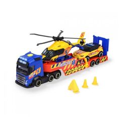 Dickie Toys - 3er Set Rettungs-Fahrzeuge (Volvo Truck mit Transporter, Auto & Airbus Helikopter)