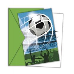 FOOTBALL FANS - 6 Einladungskarten mit Umschlag
