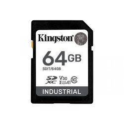 Kingston 64GB SDXC Industrial 40C to 85C C10 UHS-I U3 V30 A1 pSLC SDIT/64GB