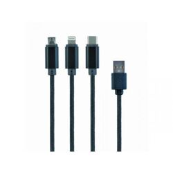 CableXpert 3-in-1 USB-Ladekabel, schwarz, 1m - CC-USB2-AM31-1M