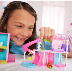 Barbie Mini BarbieLand House CDU 4 – Pink Slide & Egg Chair – Mattel – A-Ware