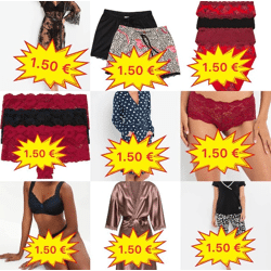 ab 1,50 € Mix Damenunterwäsche und Bademode, BHs, Tops, Slips, Strings, Pyjamas, Größen XS–XXXL, deutscher Katalog, schneller Versand