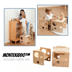 MonteKiddo™ Holztisch-Set für Kleinkinder