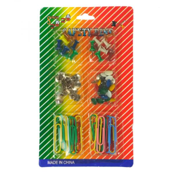 Satz Stecknadeln und Büroklammern